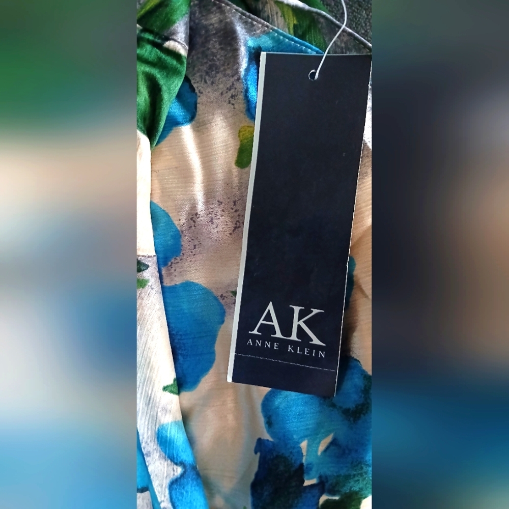 Anne Klein Women's Floral Blue and Green Top Size L